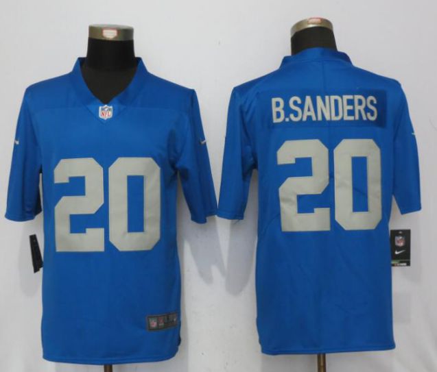 Men Detroit Lions 20 B.Sanders Blue Throwback Retired Player Vapor Untouchable New Nike Limited NFL Jersey